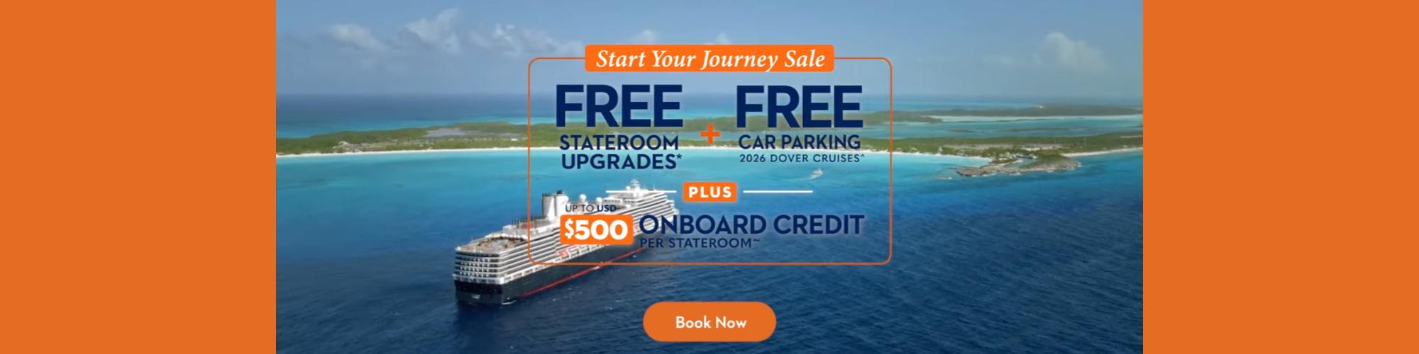Free Stateroom upgrades + up to $500 onboard credit + more