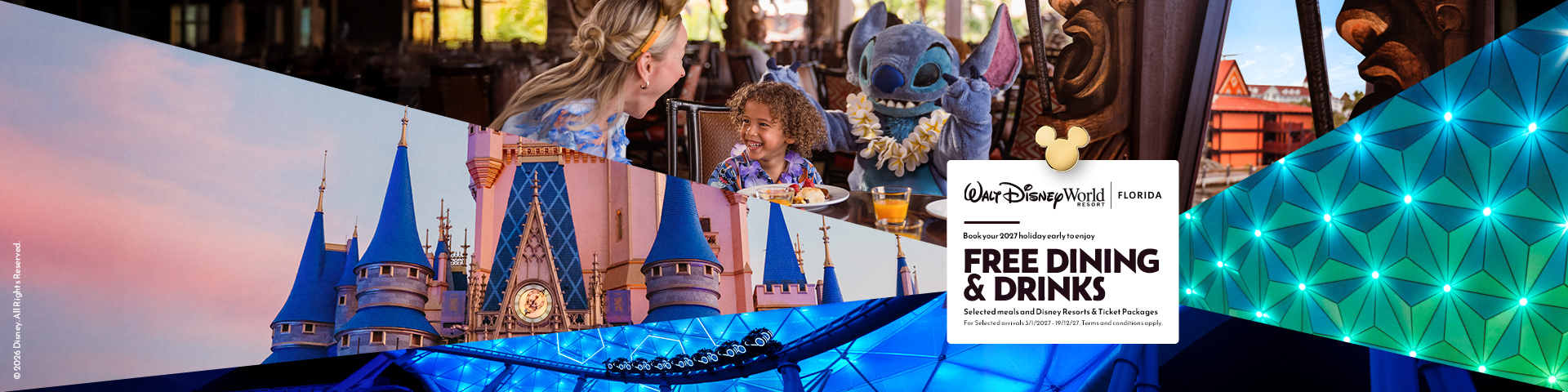 ✨ Walt Disney World, free dining & drinks, 2027 early booker offer